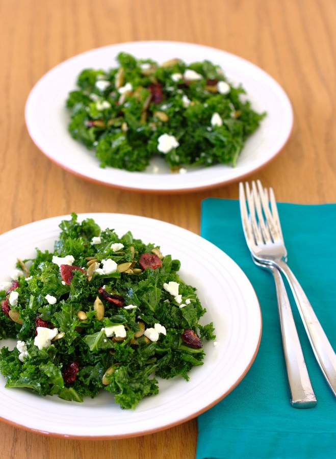 Massaged Kale Salad with Pepitas, Cranberries, and Goat Cheese Kristine's Kitchen