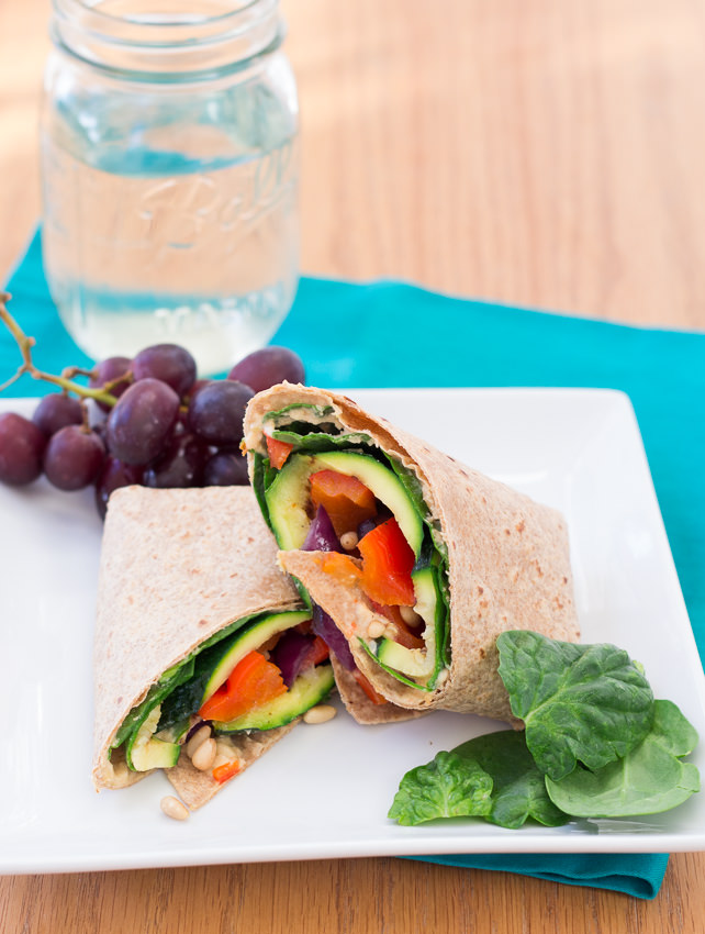 Hummus and Grilled Vegetable Wrap - easy, healthy, delicious | Kristine's Kitchen