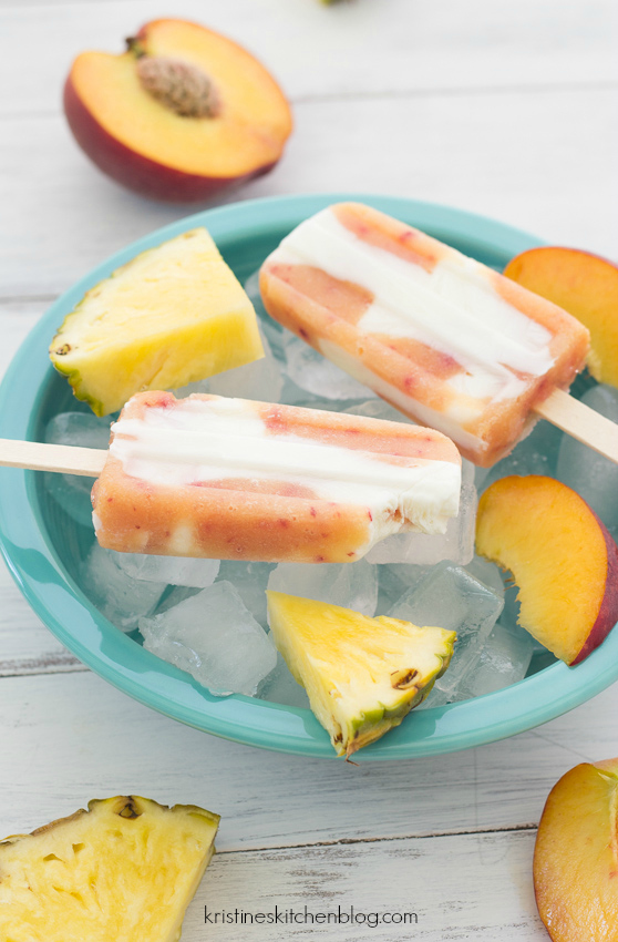 Pineapple-Peach Yogurt Popsicles - a refreshing and healthy treat | Kristine's Kitchen