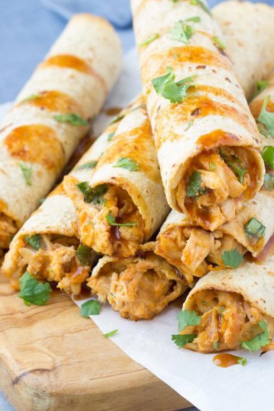 Honey BBQ Slow Cooker Chicken Taquitos