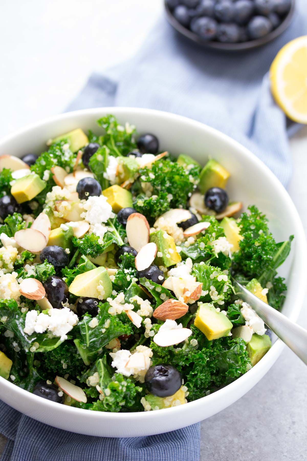 Kale Superfood Salad with Quinoa and Blueberries - Kristine's Kitchen