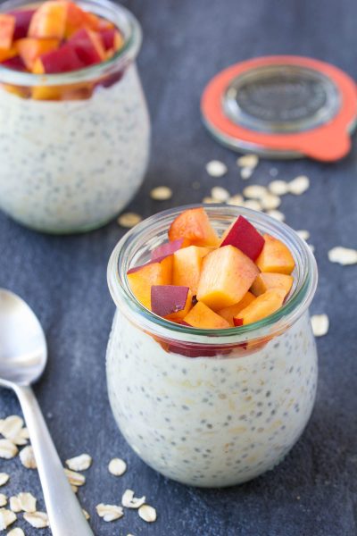 Nectarines and Cream Overnight Oats