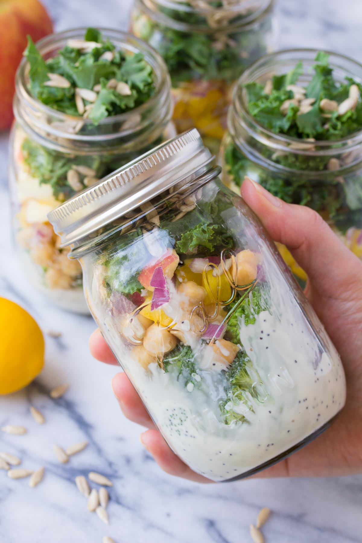 Mason Jar Broccoli Salads with Kale and Apple Kristine's Kitchen