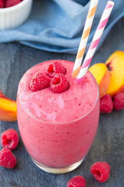 Raspberry Peach Smoothie Shake