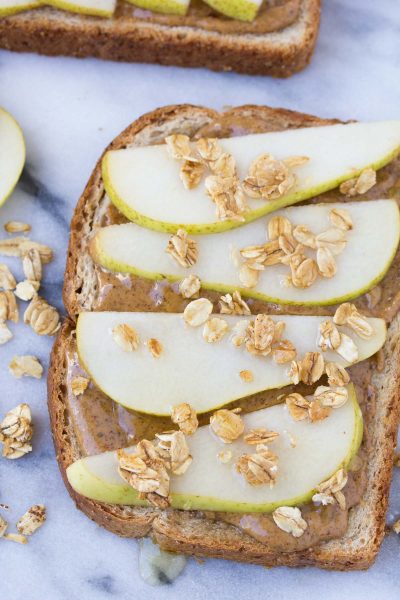 Pear and Almond Butter Toast with Granola