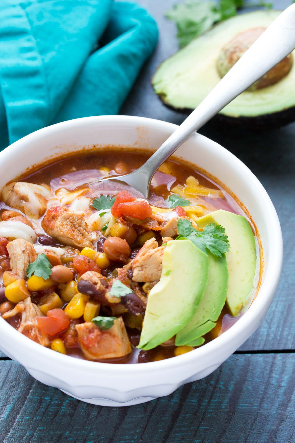 Easy Slow Cooker Chicken Taco Soup (No Chopping) - Kristine's Kitchen