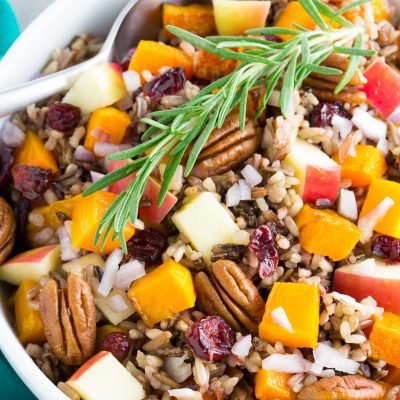 Roasted Butternut Squash Wild Rice Salad with Apple and Cranberries