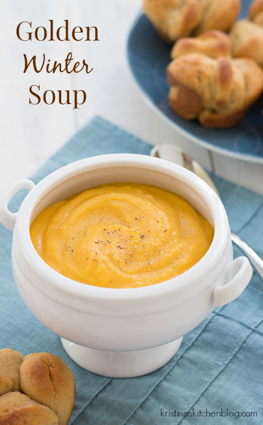 Golden Winter Soup. Butternut squash, leek, and potato combine in this smooth, hearty soup. | Kristine's Kitchen