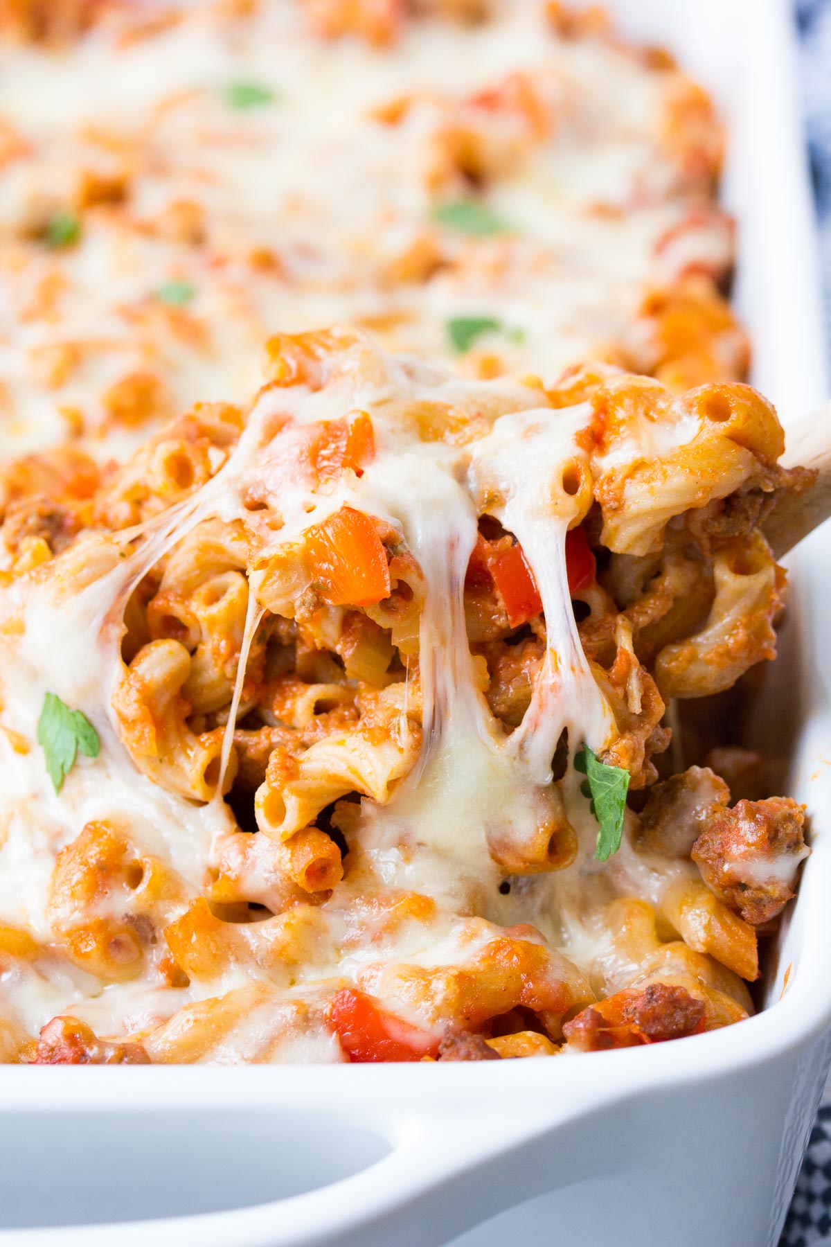 Baked pasta deals with mozzarella