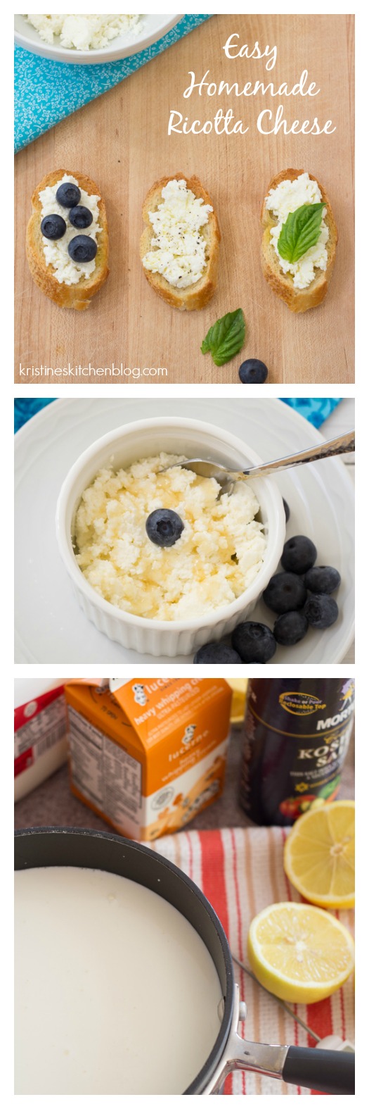 Easy Homemade Ricotta Cheese - I love this for snacking, appetizers, and lasagna!