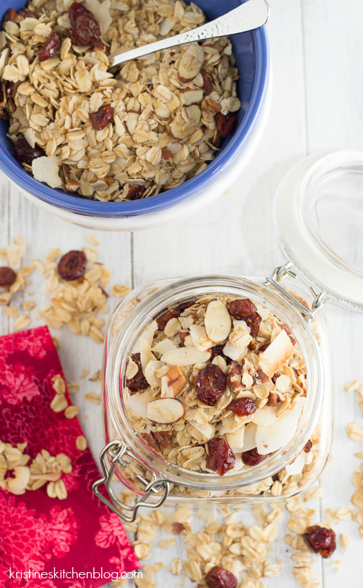 Cranberry Coconut Granola {Lower Sugar} Kristine's Kitchen