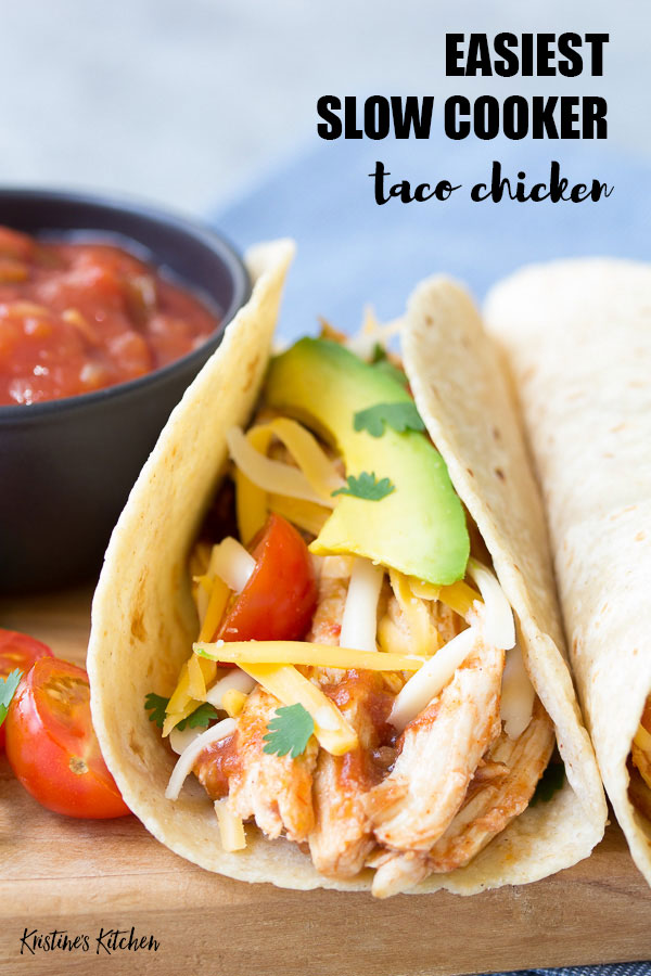 Easy Slow Cooker Taco Chicken | You only need 3 ingredients for this crockpot shredded chicken recipe! Use this chicken to make healthy tacos, enchiladas and salads!