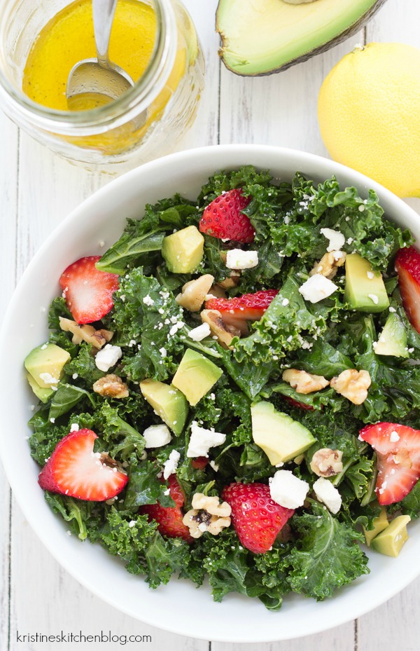 strawberry avocado kale salad