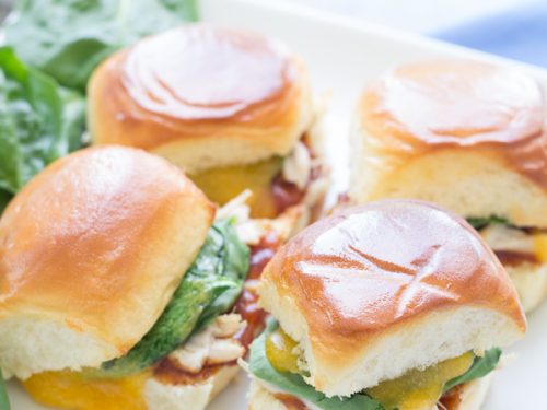 Bbq Chicken Sliders With Cheddar And Spinach
