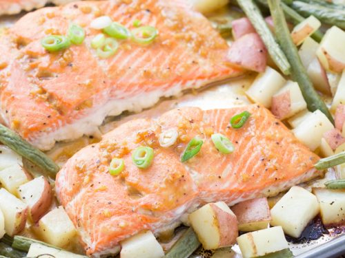 Honey Garlic Salmon Easy Sheet Pan Dinner Kristine S Kitchen