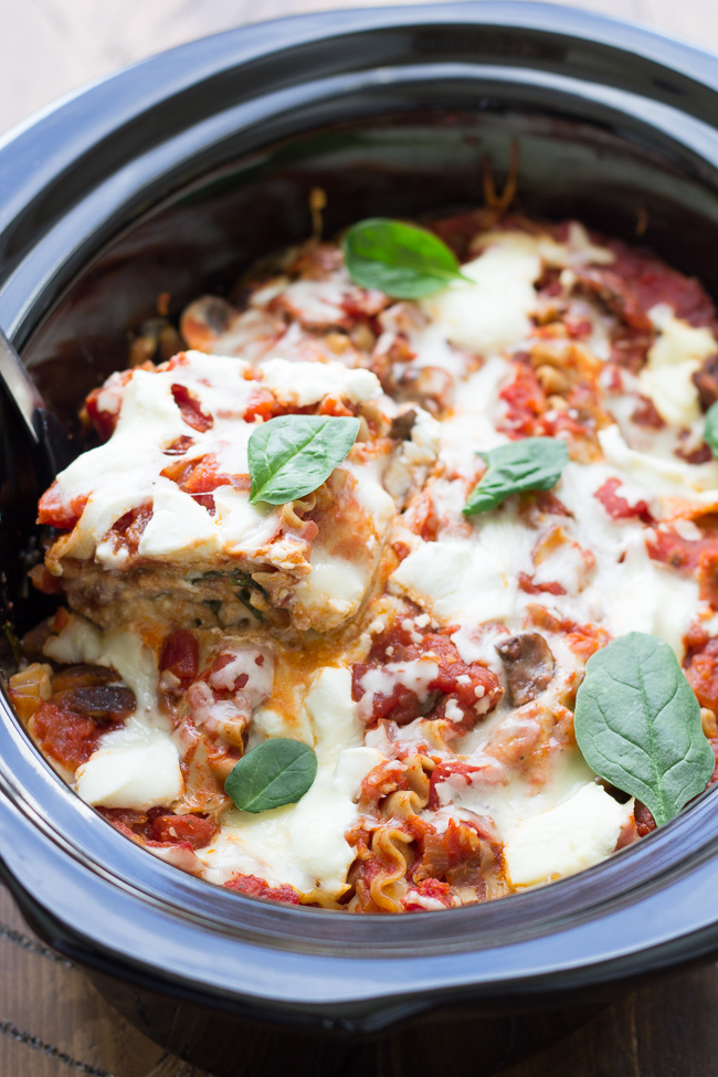Slow Cooker Spinach Ricotta Lasagna