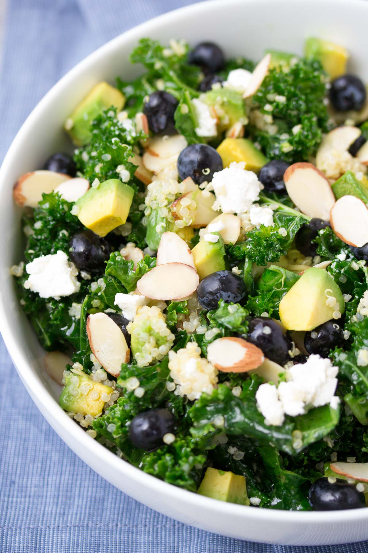 Kale Superfood Salad with Quinoa and Blueberries - Kristine's Kitchen