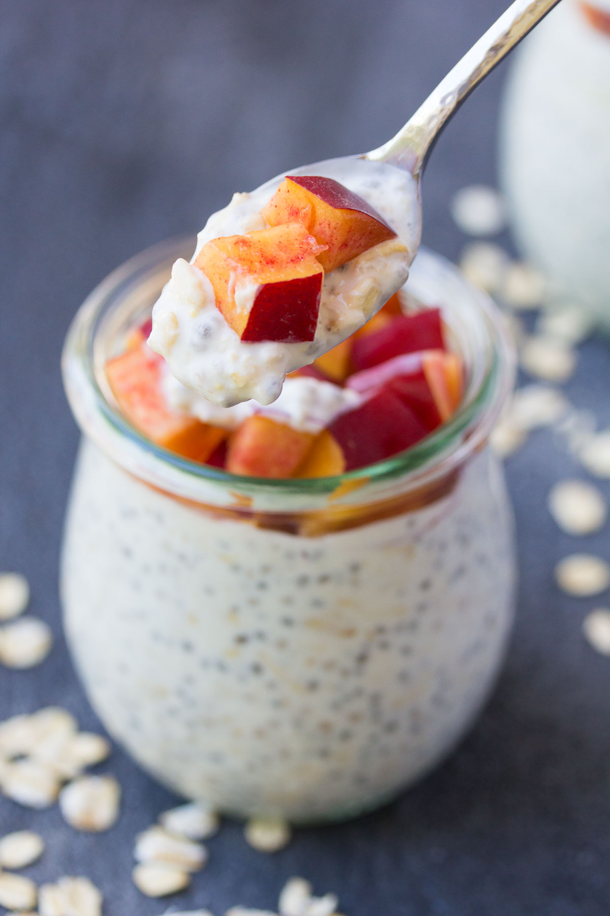 Nectarines and Cream Overnight Oats
