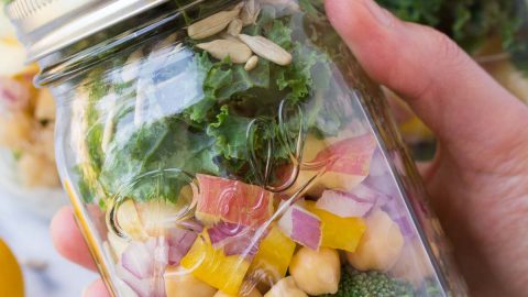 Mason Jar Broccoli Salads with Kale and Apple - Kristine's Kitchen