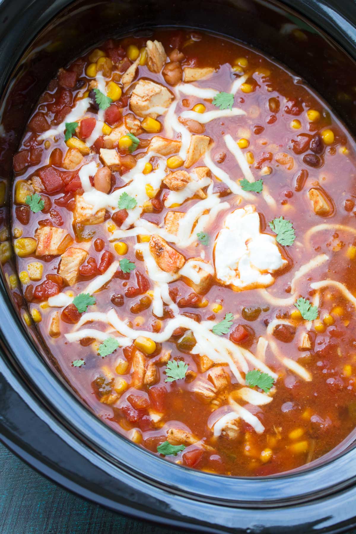 Easy Slow Cooker Chicken Taco Soup (No Chopping) + Video - Kristine's ...