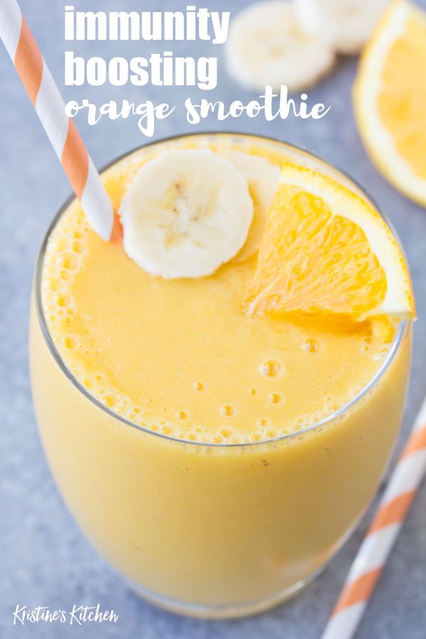 Immunity Boosting Orange Smoothie! This healthy smoothie has a hefty dose of vitamin C! Make it for a quick snack or breakfast idea!