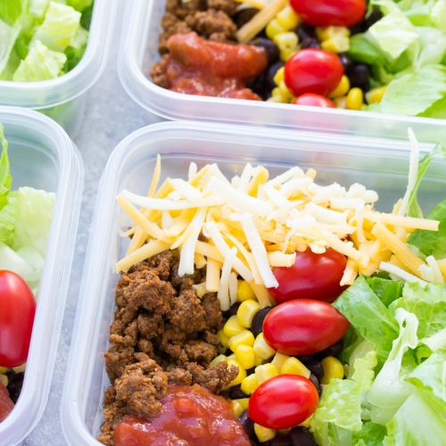 Taco Salad Meal Prep (Taco Bowls) - The Forked Spoon