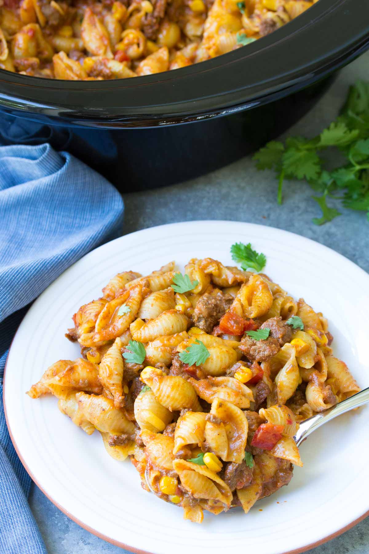 Easy Slow Cooker Taco Pasta - Kristine’s Kitchen