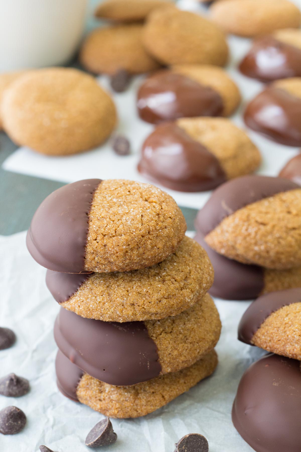 Chocolate Dipped Molasses Spice Cookies