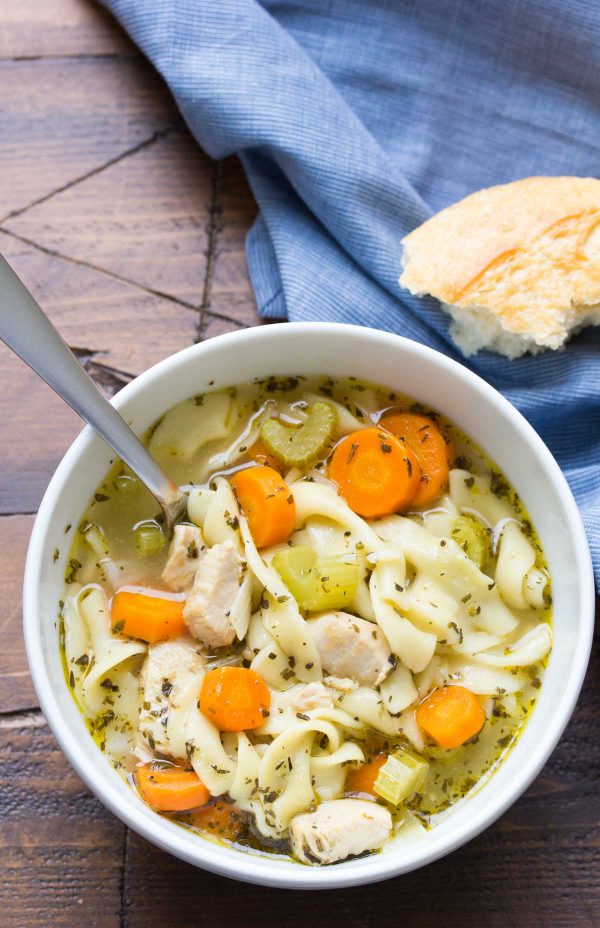 This easy Instant Pot Chicken Noodle Soup recipe is a healthy one pot meal thatâs so easy to make in your pressure cooker! Stovetop cooking instructions also included.