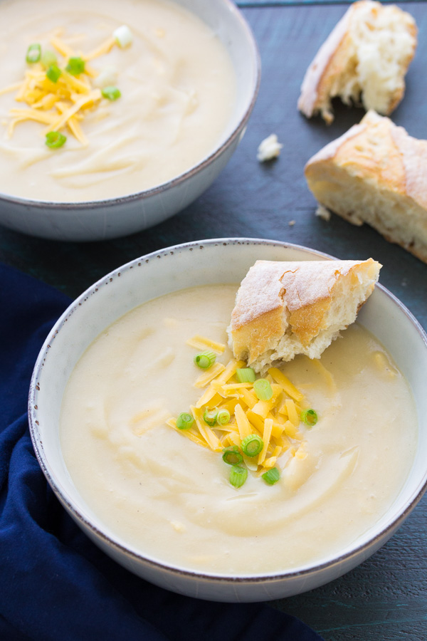 Slow Cooker Potato Leek Soup with Cheddar - Kristine's Kitchen