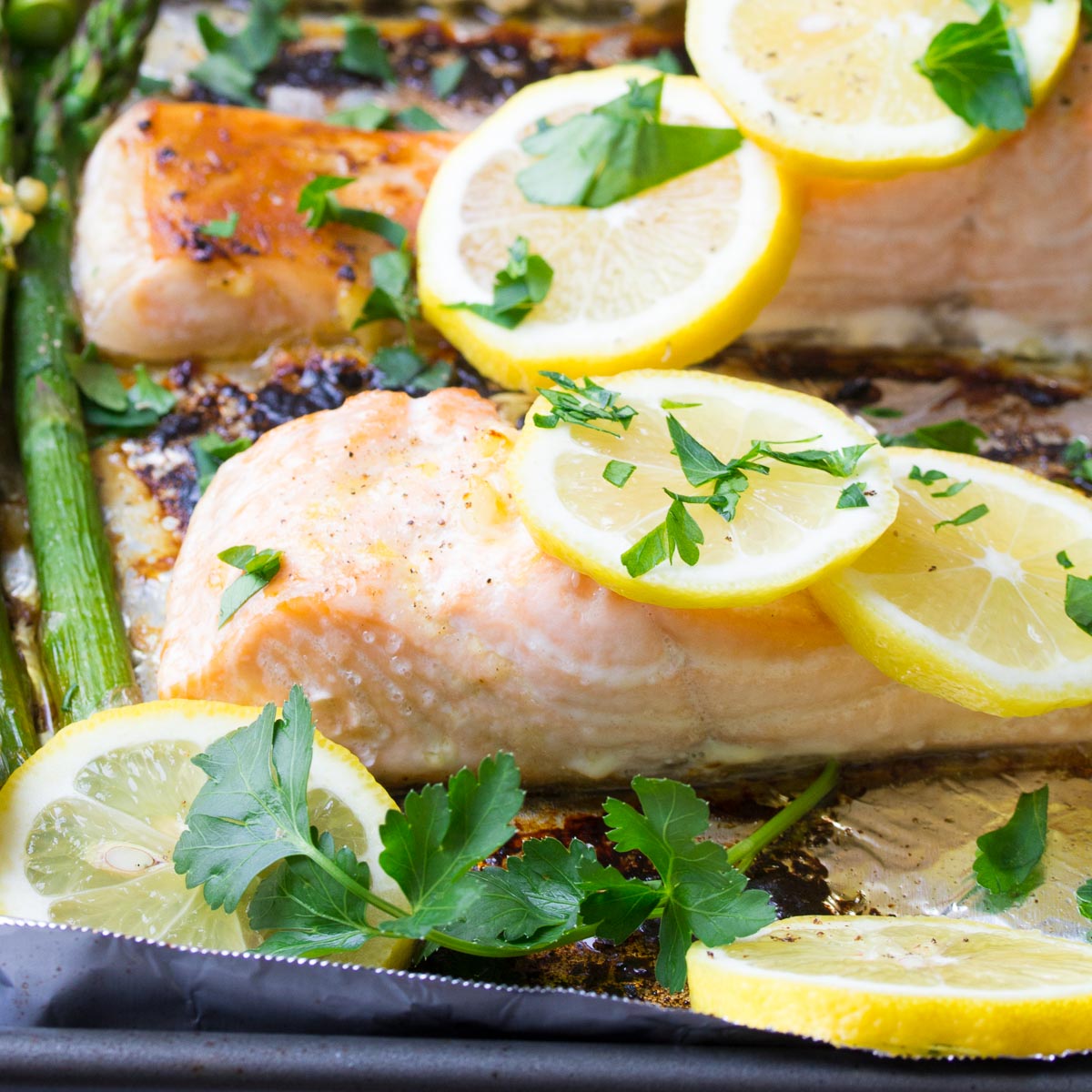 Sheet Pan Lemon Garlic Salmon - Kristine's Kitchen