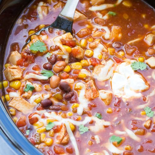 Easy Slow Cooker Chicken Taco Soup (No Chopping) + Video - Kristine's  Kitchen