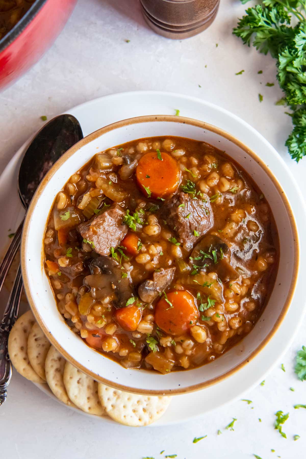 Comforting beef barley soup hot sale