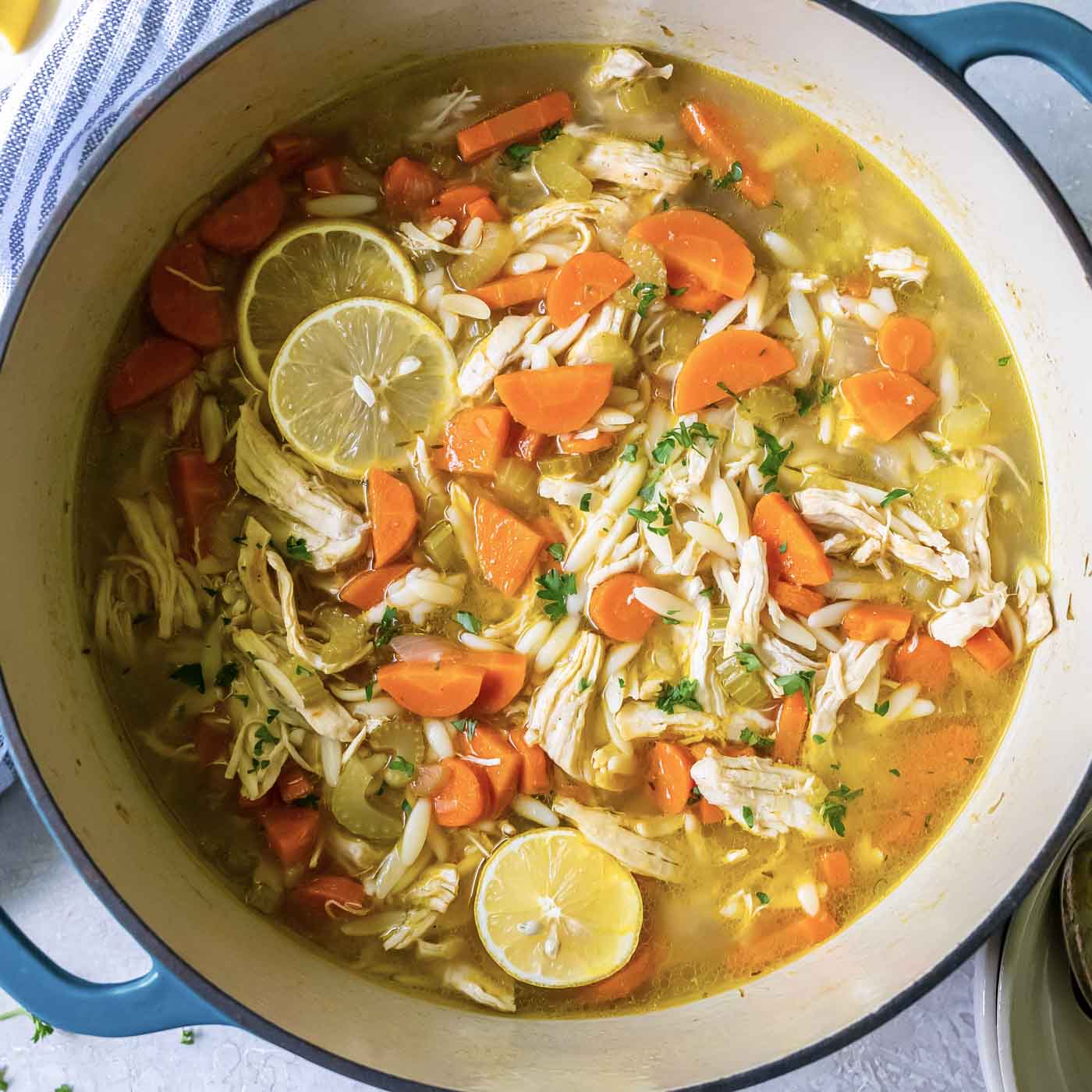 Lemon Chicken Orzo Soup