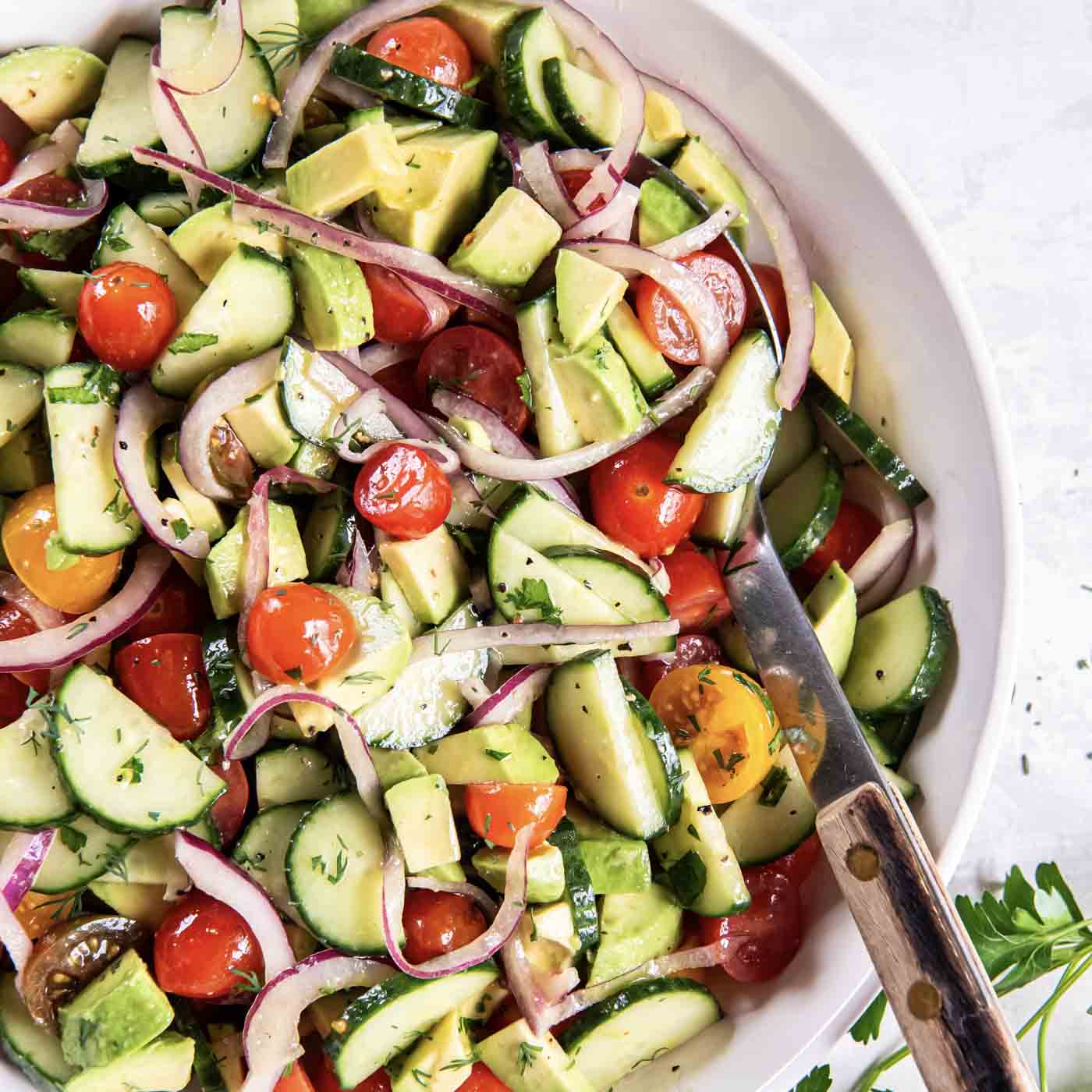 Cucumber Tomato Avocado Salad
