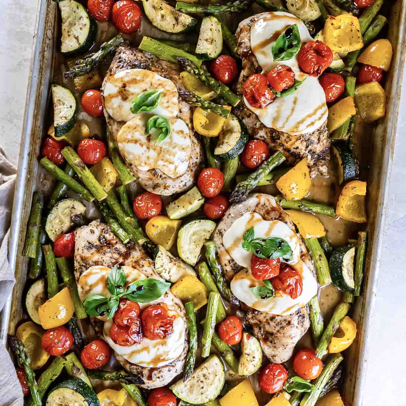 Chicken Caprese Sheet Pan Dinner