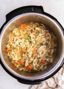 Chicken noodle soup in instant pot.