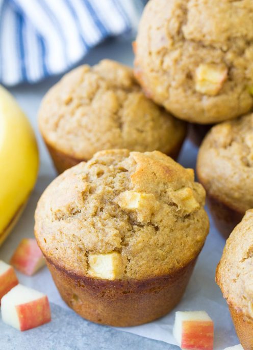 Close up of apple banana muffins.
